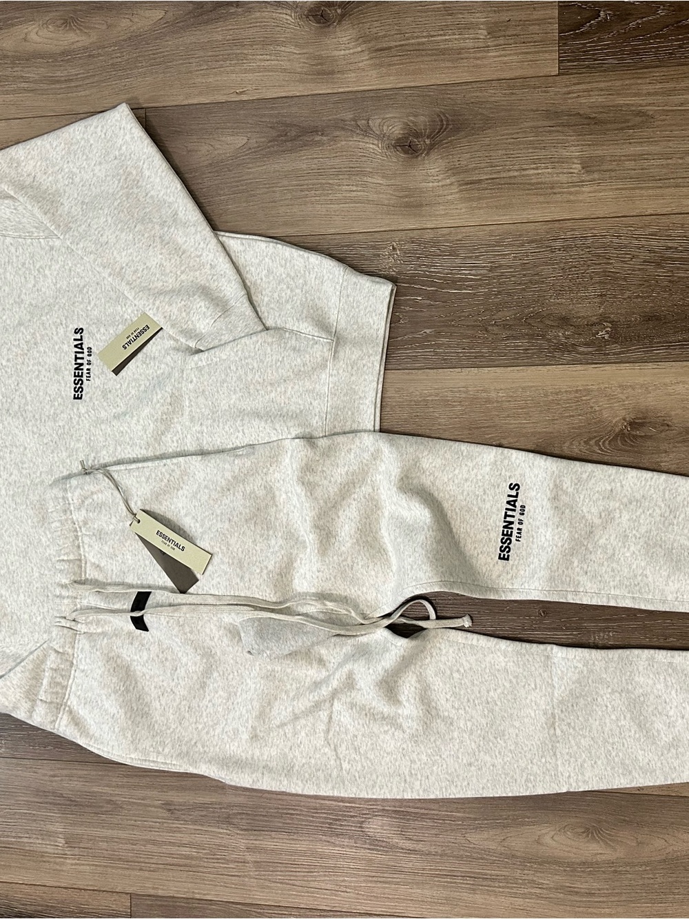 ESSENTIALS Kids Cream/Light Gray Sweatpants with Logo